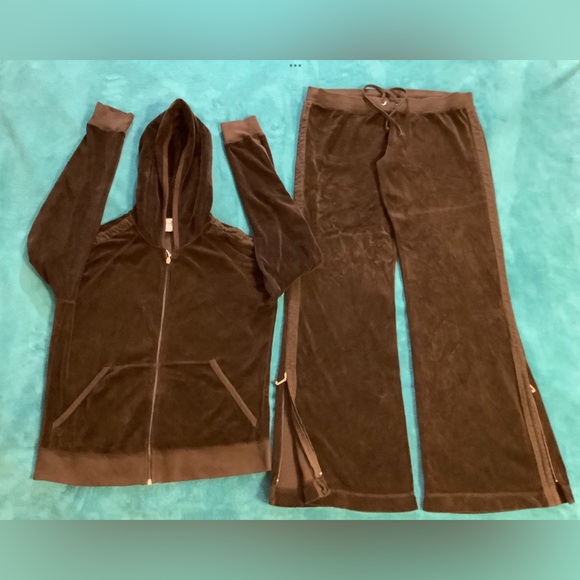 Juicy Couture 90s Velour Flare Pants 34 x 31 Zip Up Hoodie Tracksuit - Picture 1 of 14